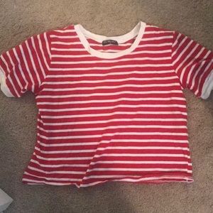 Striped red crop shirt